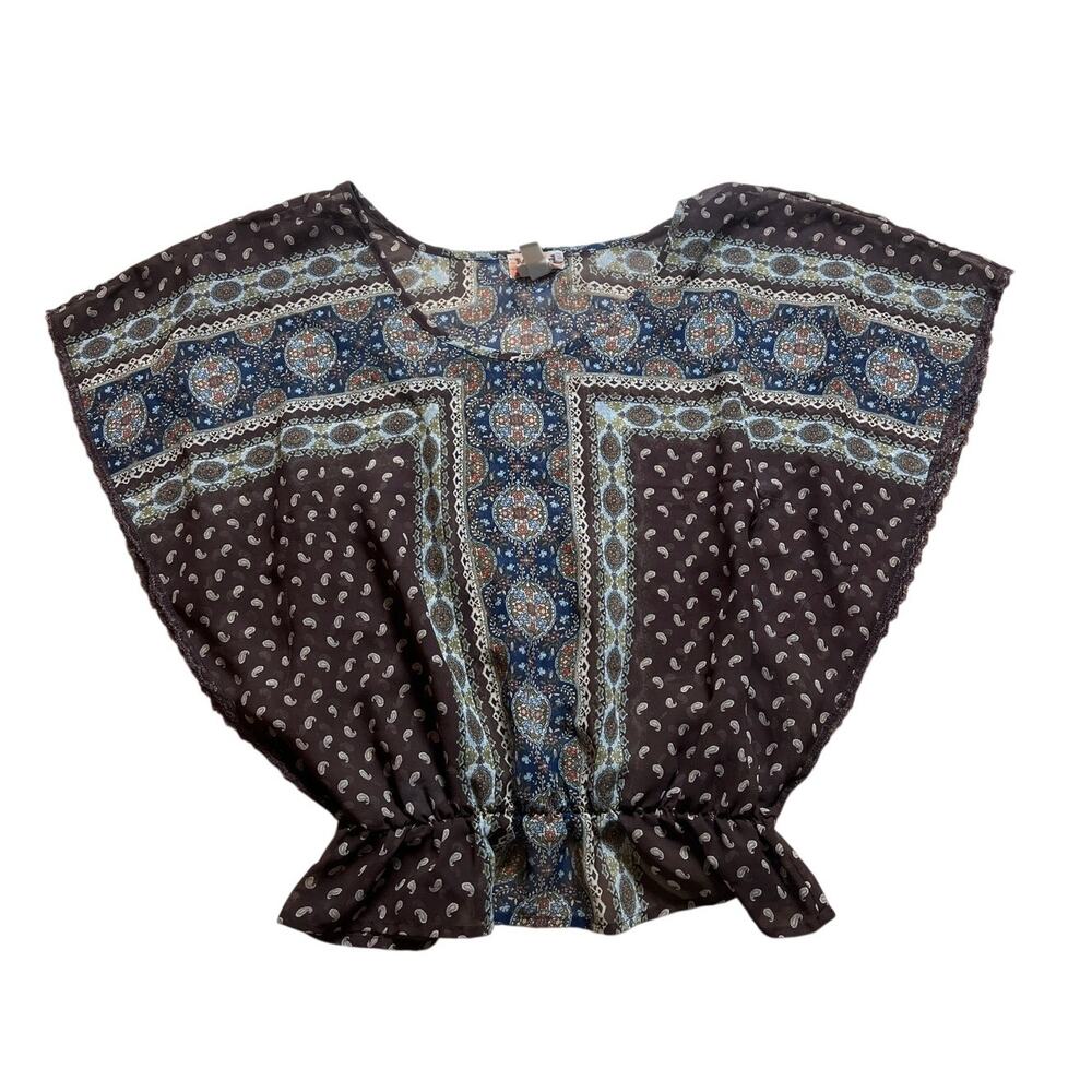 MUDD Silky Shear Patterned Shirt Women Size M